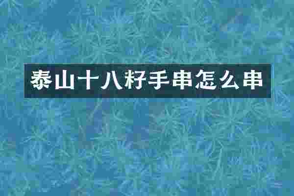 泰山十八籽手串怎么串