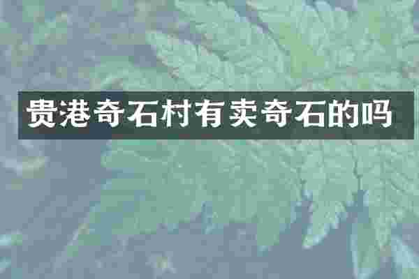 贵港奇石村有卖奇石的吗