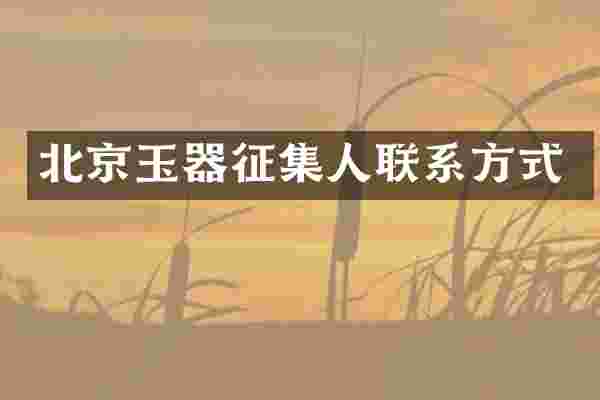 北京玉器征集人联系方式