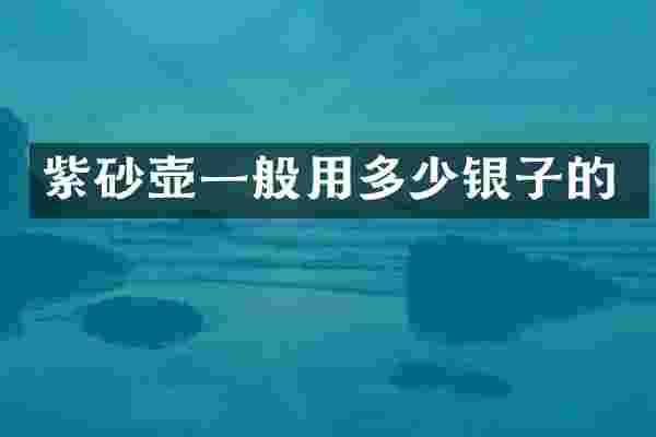 紫砂壶一般用多少银子的
