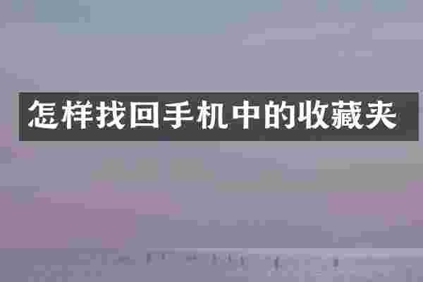 怎样找回手机中的收藏夹