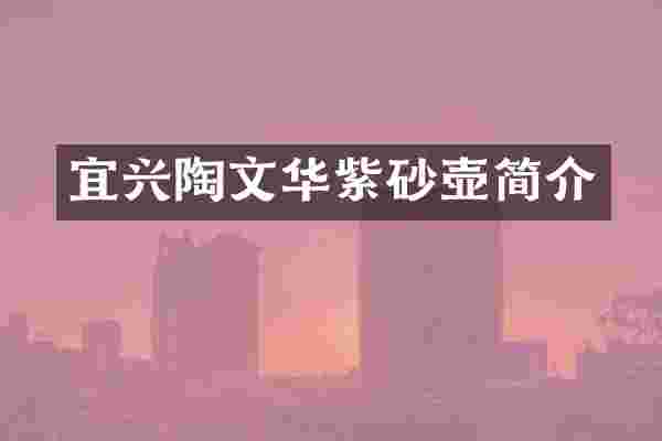 宜兴陶文华紫砂壶简介