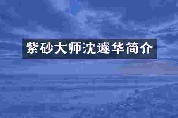 紫砂大师沈遽华简介