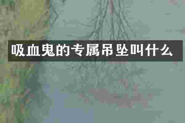 吸血鬼的专属吊坠叫什么