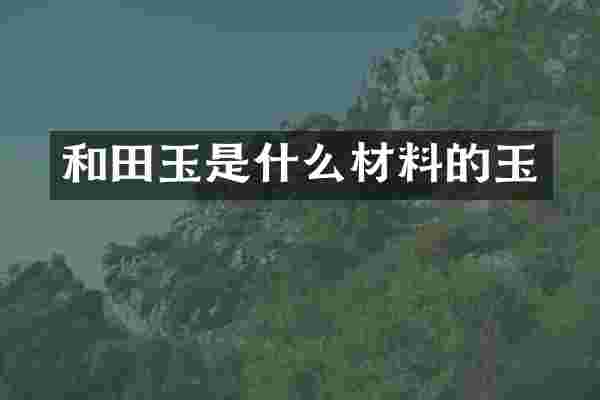 和田玉是什么材料的玉