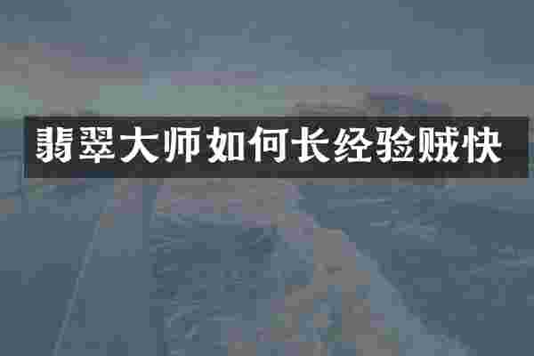 翡翠大师如何长经验贼快