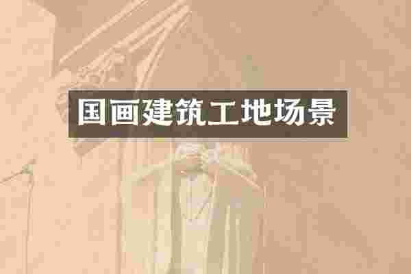 国画建筑工地场景