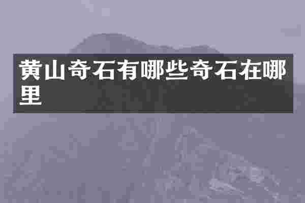黄山奇石有哪些奇石在哪里