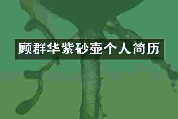 顾群华紫砂壶个人简历