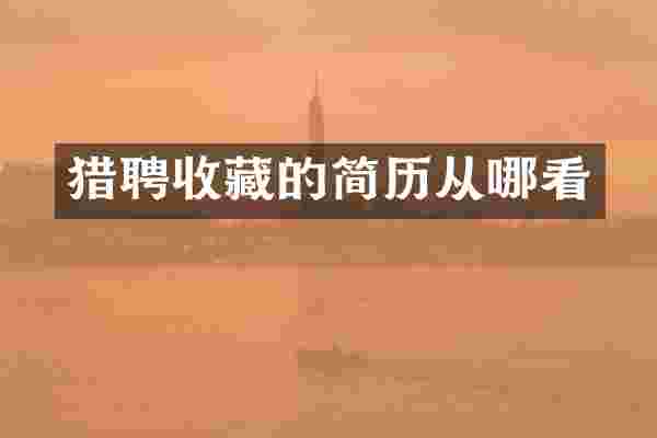 猎聘收藏的简历从哪看