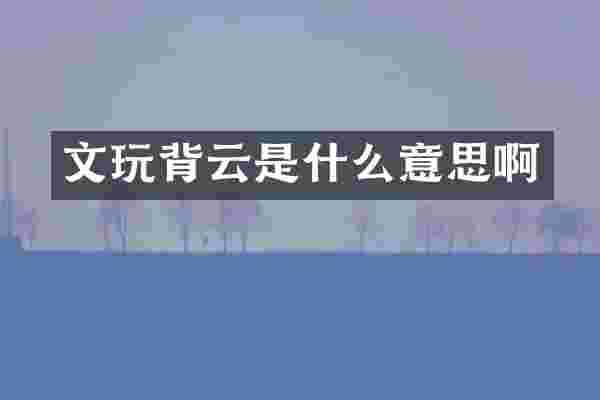 文玩背云是什么意思啊