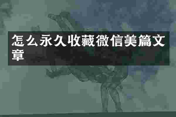 怎么永久收藏微信美篇文章