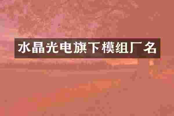 水晶光电旗下模组厂名