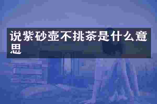 说紫砂壶不挑茶是什么意思