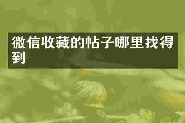 微信收藏的帖子哪里找得到