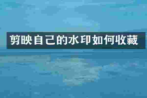 剪映自己的水印如何收藏