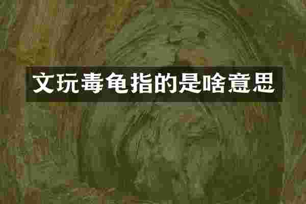 文玩毒龟指的是啥意思