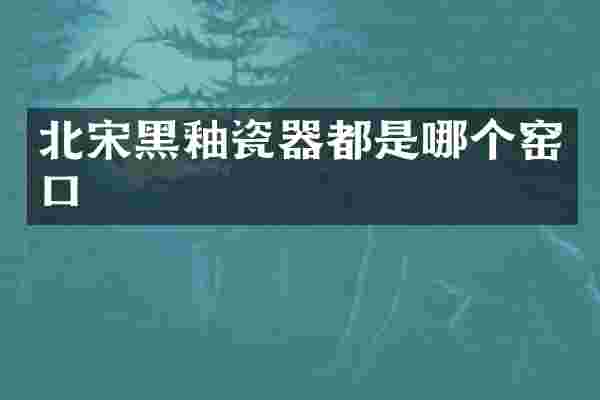 北宋黑釉瓷器都是哪个窑口