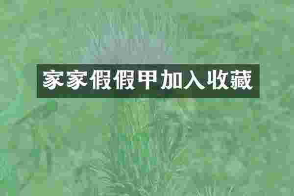 家家假假甲加入收藏