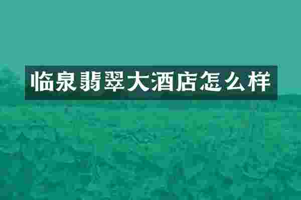 临泉翡翠大酒店怎么样