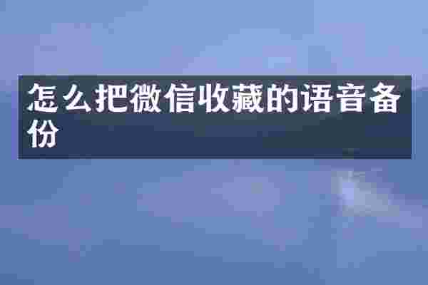 怎么把微信收藏的语音备份
