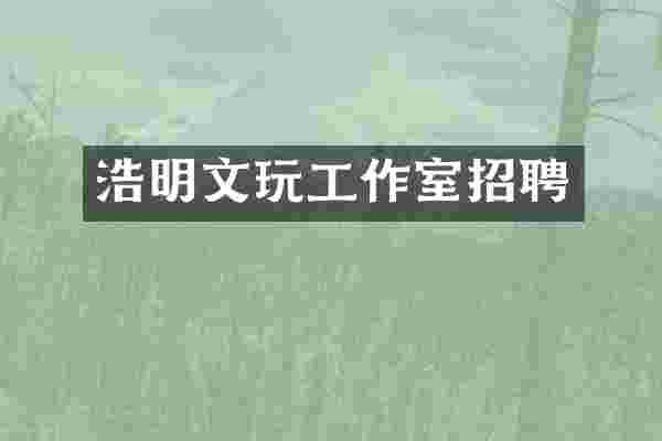 浩明文玩工作室招聘
