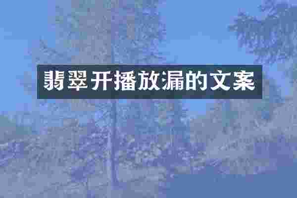 翡翠开播放漏的文案