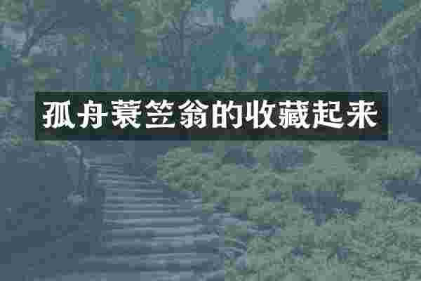 孤舟蓑笠翁的收藏起来