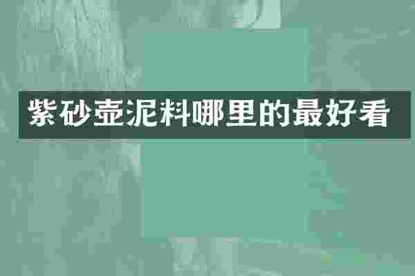 紫砂壶泥料哪里的最好看