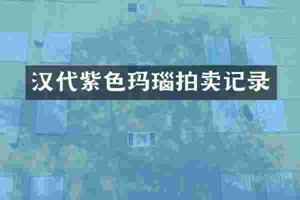 汉代紫色玛瑙拍卖记录