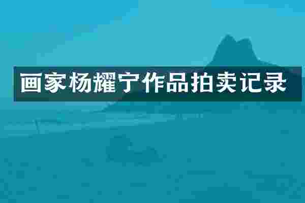 画家杨耀宁作品拍卖记录