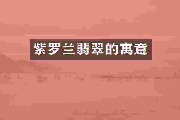 紫罗兰翡翠的寓意
