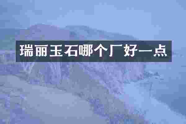 瑞丽玉石哪个厂好一点