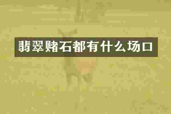 翡翠赌石都有什么场口