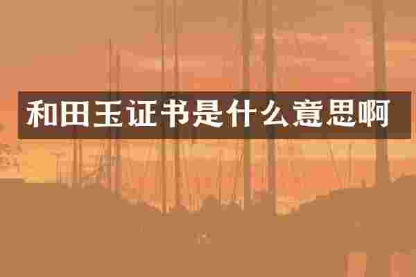 和田玉证书是什么意思啊