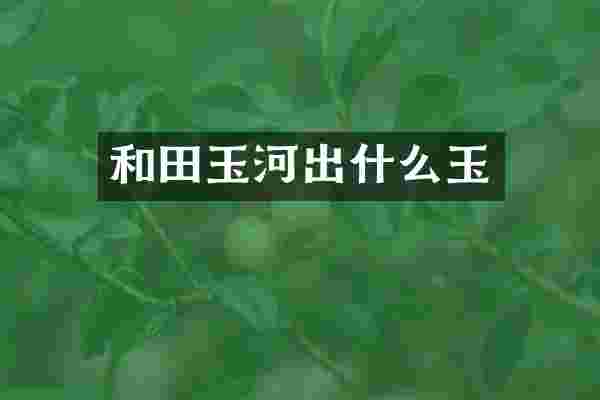 和田玉河出什么玉