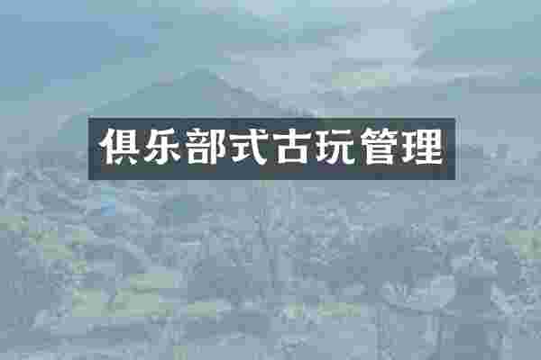 俱乐部式古玩管理