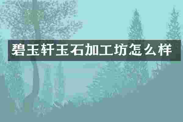 碧玉轩玉石加工坊怎么样