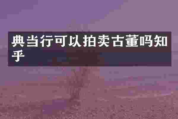 典当行可以拍卖古董吗知乎