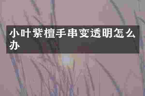 小叶紫檀手串变透明怎么办