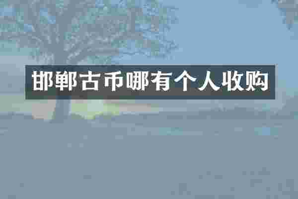 邯郸古币哪有个人收购