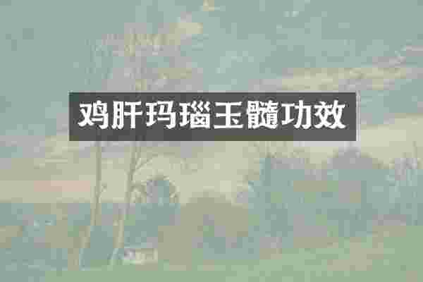 鸡肝玛瑙玉髓功效