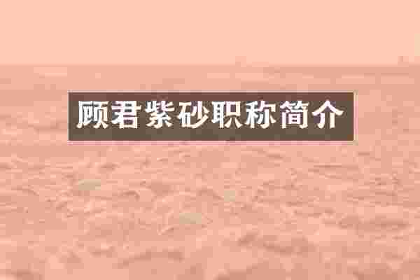 顾君紫砂职称简介