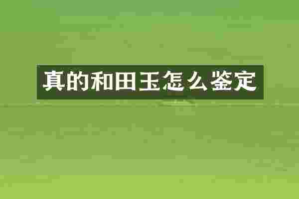 真的和田玉怎么鉴定