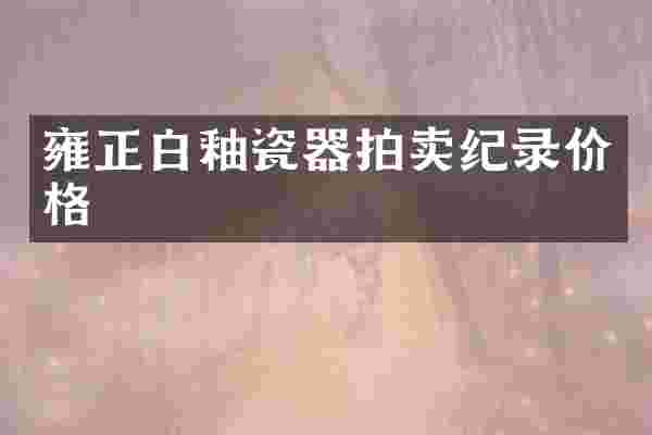 雍正白釉瓷器拍卖纪录价格
