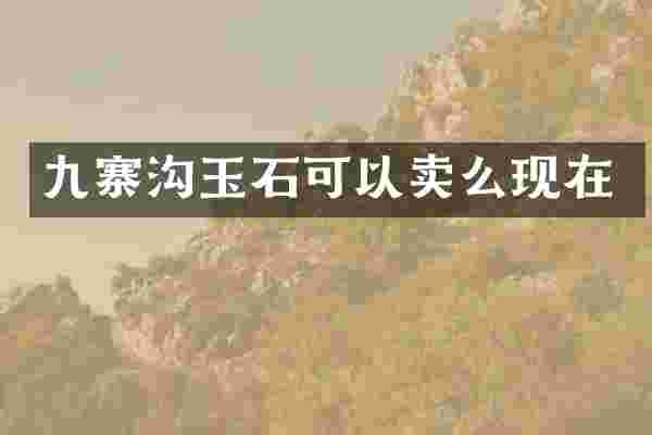 九寨沟玉石可以卖么现在