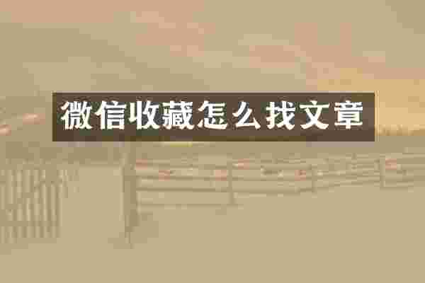 微信收藏怎么找文章