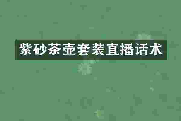 紫砂茶壶套装直播话术