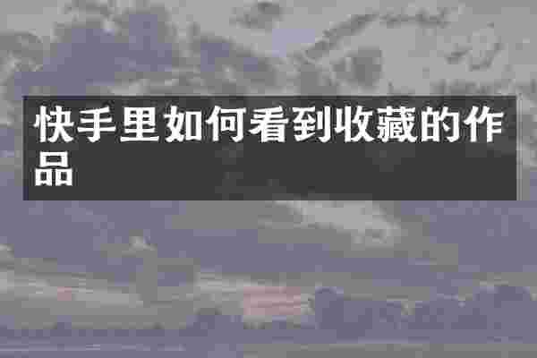 快手里如何看到收藏的作品