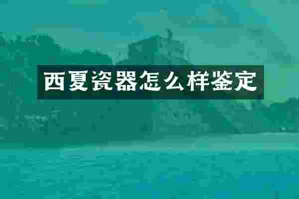 西夏瓷器怎么样鉴定